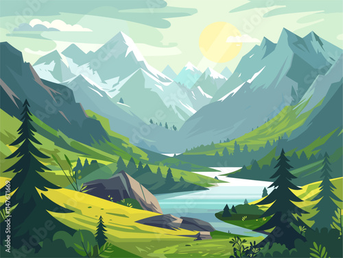 Serene Valley Depictions: An Animated Exploration of Tranquil Landscapes
