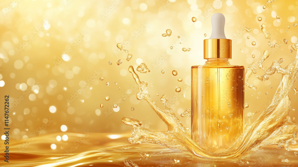 Fototapeta premium golden perfume bottle