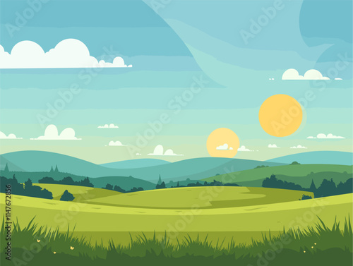 Grassland Panorama: Vast Expanses of Tranquility and Nature's Tapestry