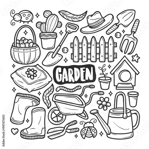 Whimsical Hand-Drawn Garden Doodle for Nature Lovers photo