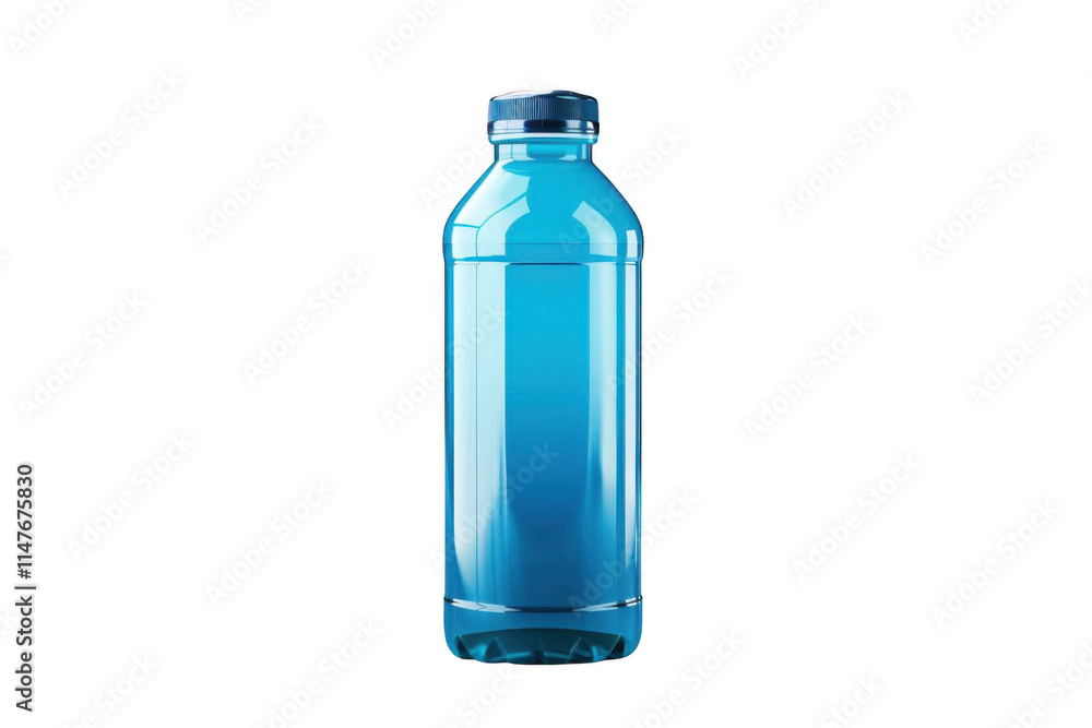 Blue Plastic Bottle Stands Out Against Black Background. Hydration Theme. Blue Plastic Bottle Stands Out Against Black Background. Hydration Theme.