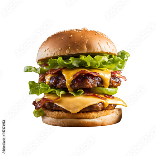 チーズいっぱいのダブルハンバーガー