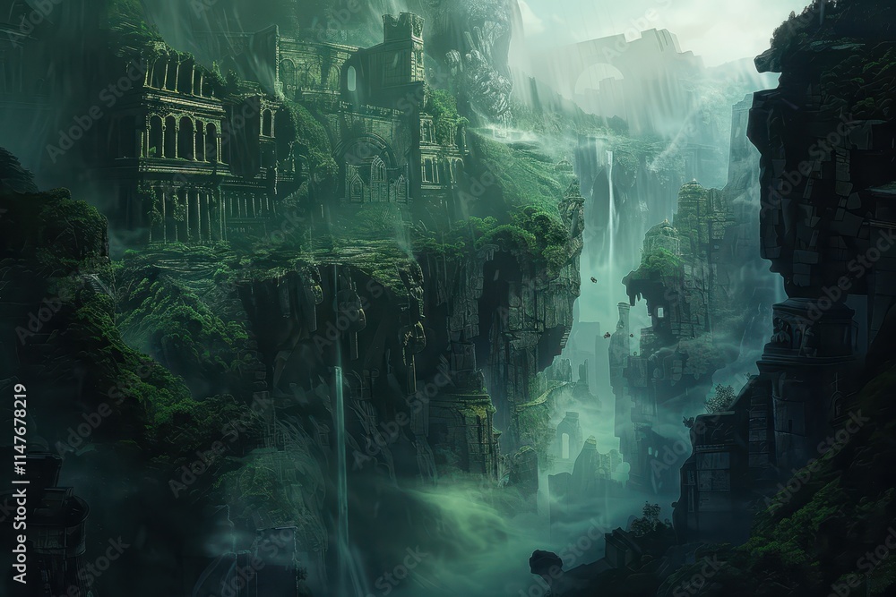 Ruins of a Forgotten City Overgrown with Greenery Ruins of a Forgotten City Overgrown with Greenery