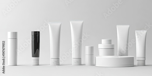Obraz na płótnie Blank cosmetics packs and tubes are ideal for brands seeking customizable packaging solutions. These blank cosmetics packs and tubes provide versatility and style for any beauty product. w salonie
