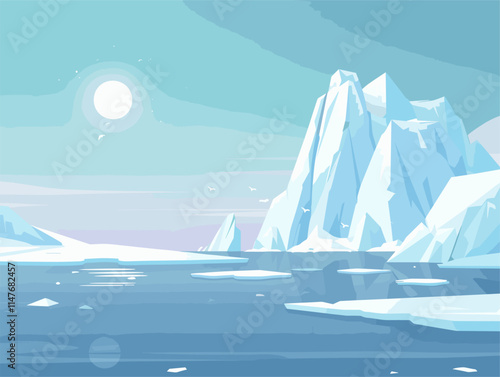 Majestic Nunataks Piercing the Icy Embrace: A Serene Arctic Panorama