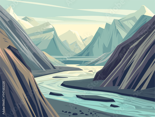 2024-05-04-070517_e6fb8e5d-5fbd-46ba-a2ca-197ce6c49f11_2_flat_style_landscape_Eskers_Winding_ridges_of_se