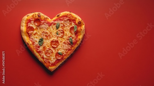 Heart shaped pepperoni pizza served on color background,Set of Valentine day,love and romantic banner,dating couple,dinner holiday meal concept,Romantic wedding.