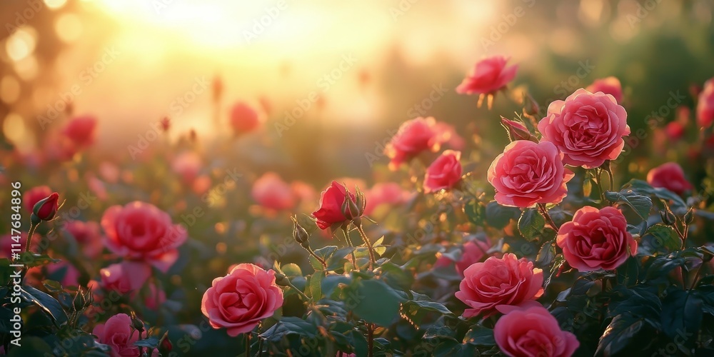 custom made wallpaper toronto digitalVibrant roses in a summer landscape create a beautiful scene. This natural background featuring roses is perfect for design projects and captures the essence of floral beauty.