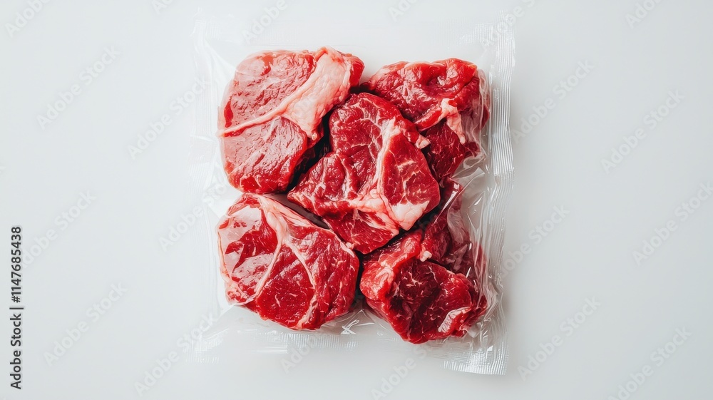 Fresh Frozen Meat Steaks in Vacuum Packaging Food Photography Fresh Frozen Meat Steaks in Vacuum Packaging Food Photography