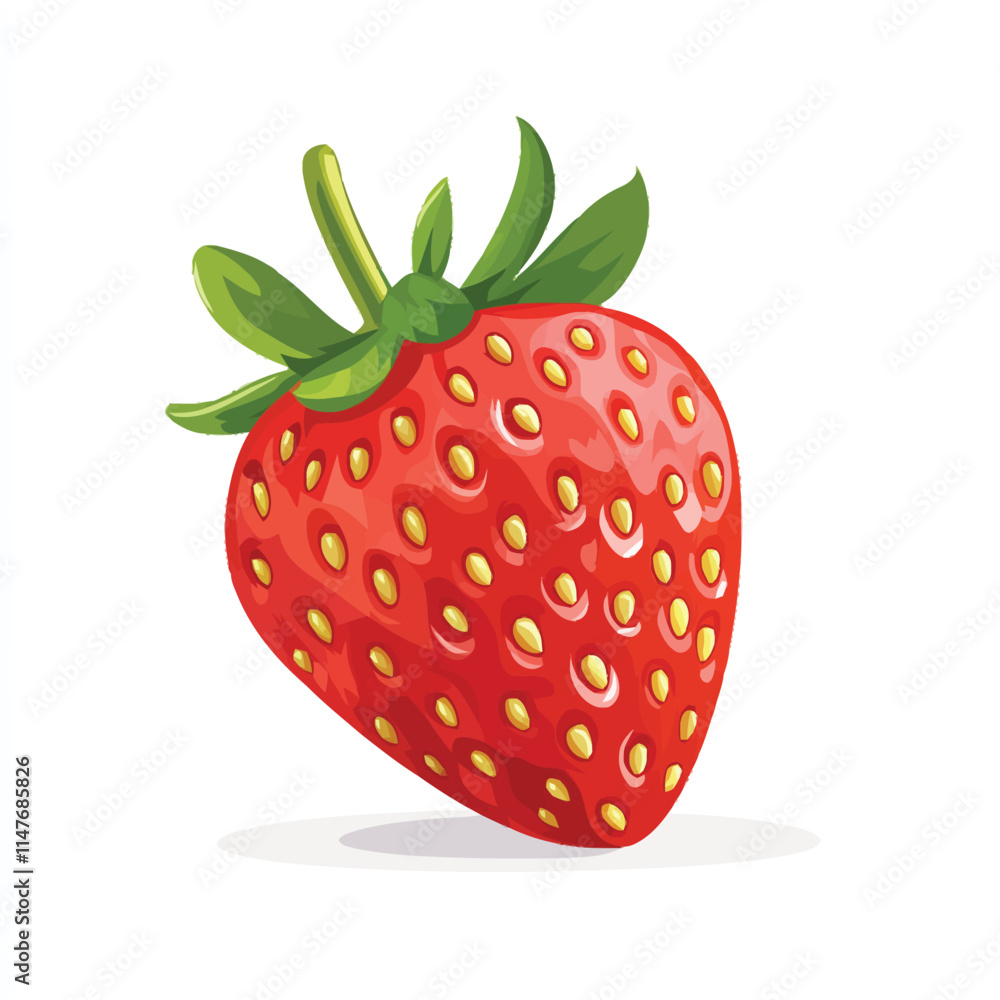Obraz premium Fresh Strawberry Vector Illustration on White Background
