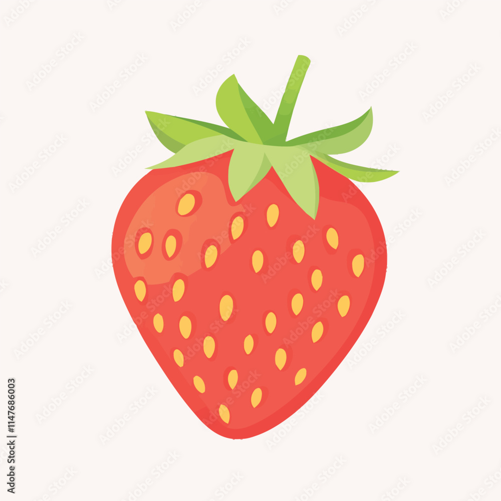 Fototapeta premium Fresh Strawberry Vector Illustration on White Background