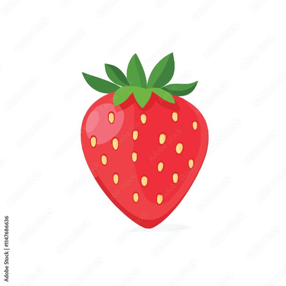 Obraz premium Fresh Strawberry Vector Illustration on White Background