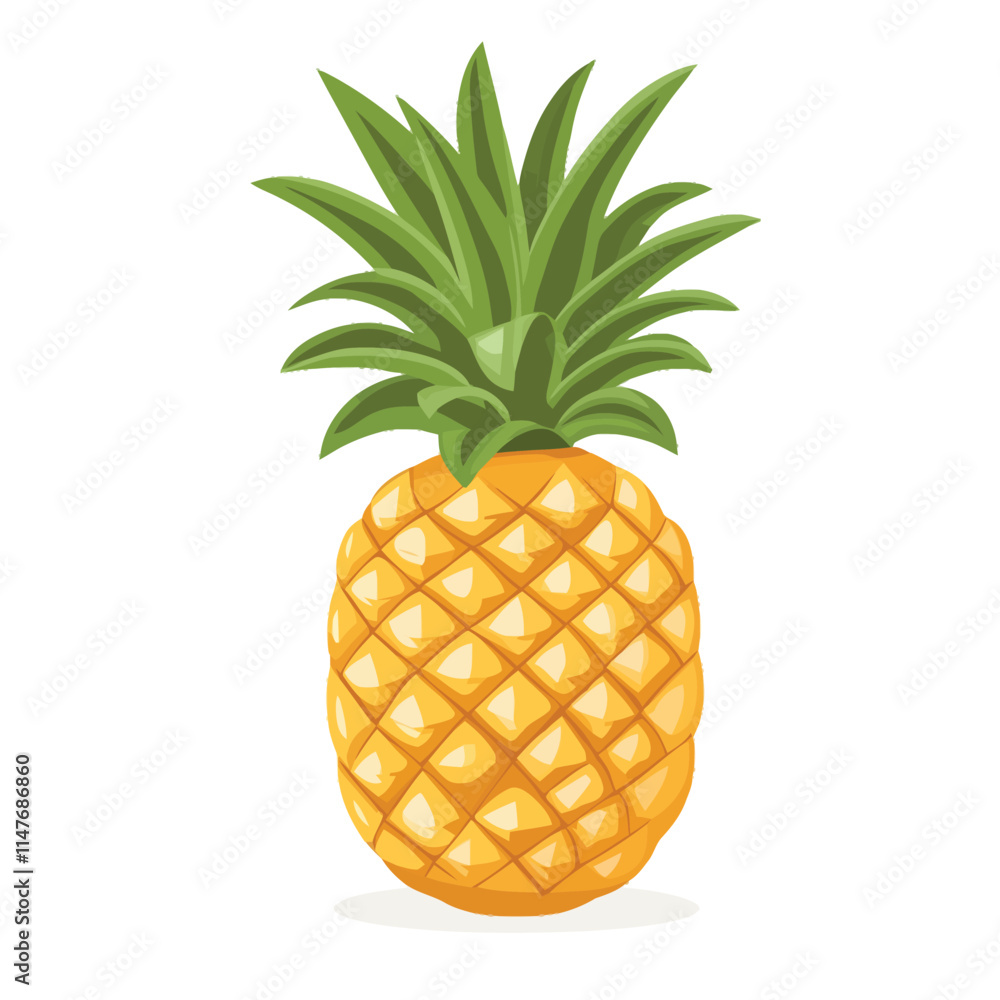 A tropical pineapple vector illustration isolated on a white background. A tropical pineapple vector illustration isolated on a white background.