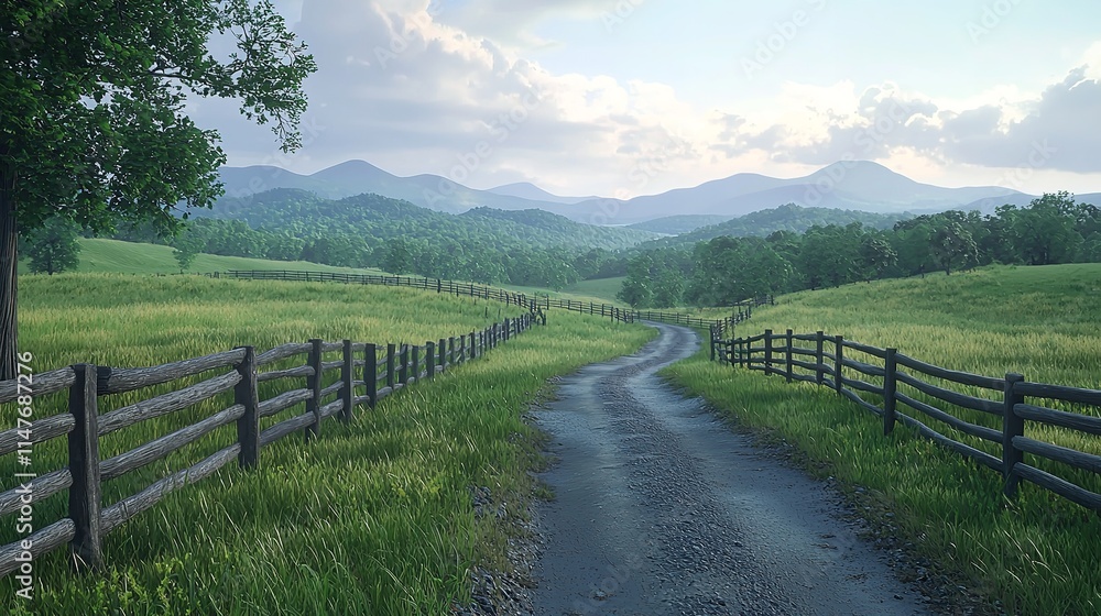 Farm Road Fence Path in Roseland, Virginia Near Blue Ridge Farm Road Fence Path in Roseland, Virginia Near Blue Ridge