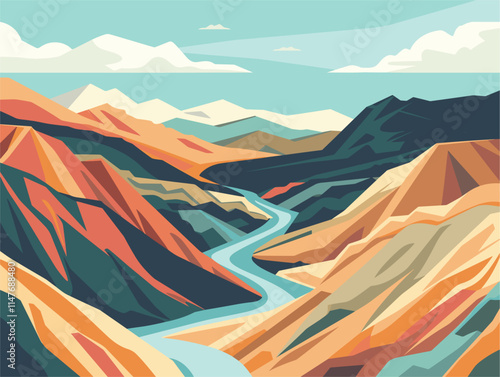 3D Illustration Style Alluvial Fan: A Nature's Abstract Art Form
