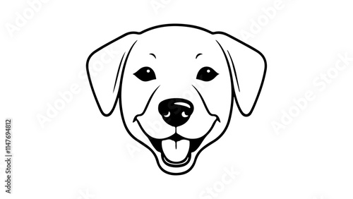 dog outline vector illustration shape, simple smiling dog face vector outline shape illustration 