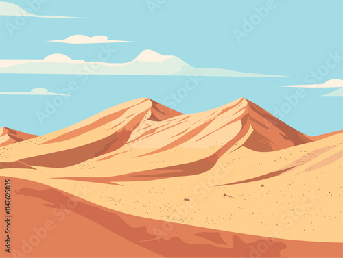 Animated Dunes: Wind-Sculpted Coastal Landscapes in Vibrant Vector Art