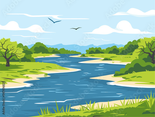 Estuaries: Where Rivers Meet the Sea - A Colorful Exploration of Coastal Ecosystems