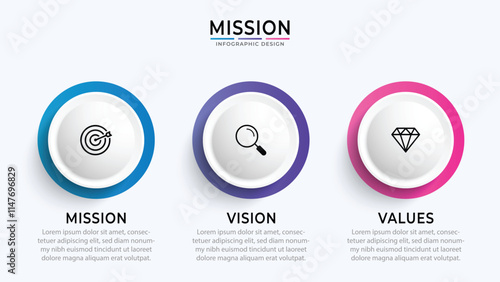 Mission,vision,values,graphic design template.eps 10 on white backgruond