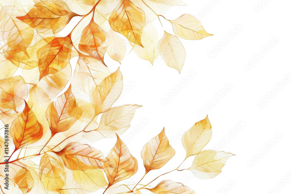 Golden Leaves Dance Gently on Black Background with Autumn Nature Theme.