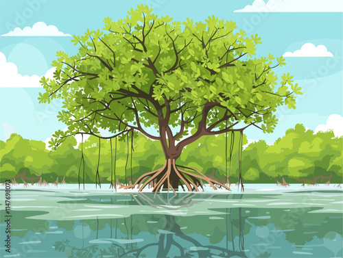 Vibrant Mangrove Wetlands: A Coastal Tapestry of Life. Where Saltwater and Nature Intertwine. Discover the Enchanting World of Mangroves.