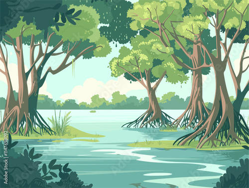 Colorful Mangrove Panorama: Explore the Enchanting Coastal Wetlands