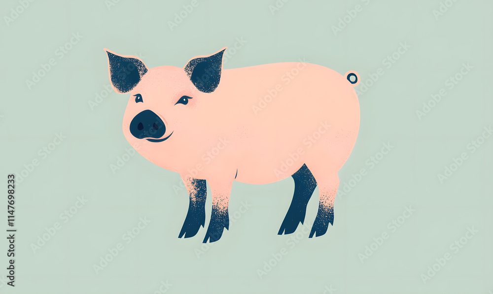 Obraz premium Picture of cute pig, pork, processed food, photograph or illustrator for advertising