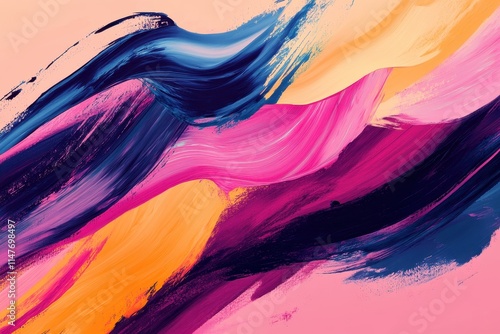 Abstract Art with Wavy Brushstrokes in Vibrant Colors photo