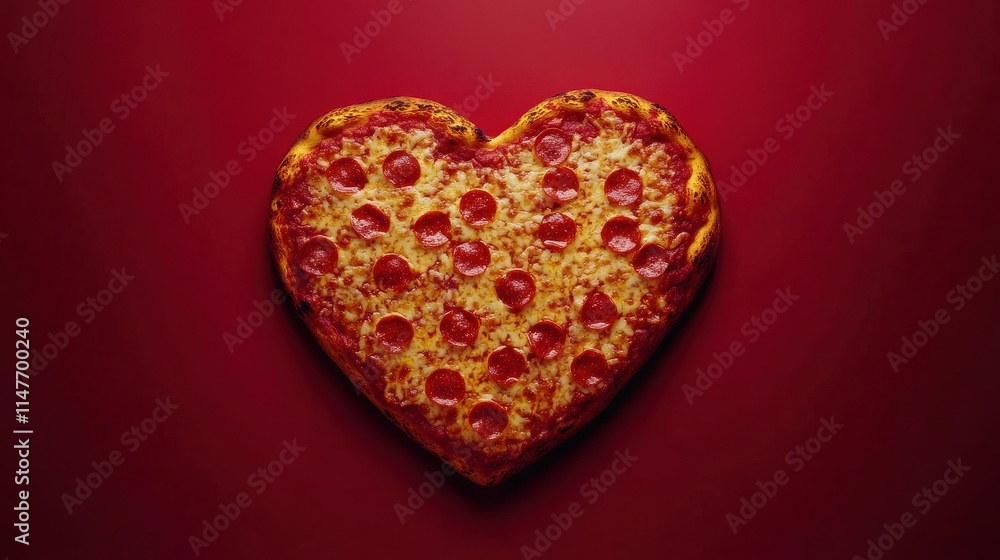 Heart shaped pepperoni pizza served on color background,Set of Valentine day,love and romantic banner,dating couple,dinner holiday meal concept,Romantic wedding.