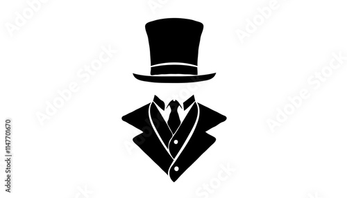 Elegant Top Hat and Suit Silhouette