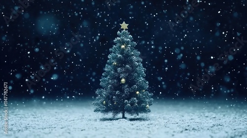 Wallpaper Mural Festive snowy night with decorated Christmas tree. Torontodigital.ca