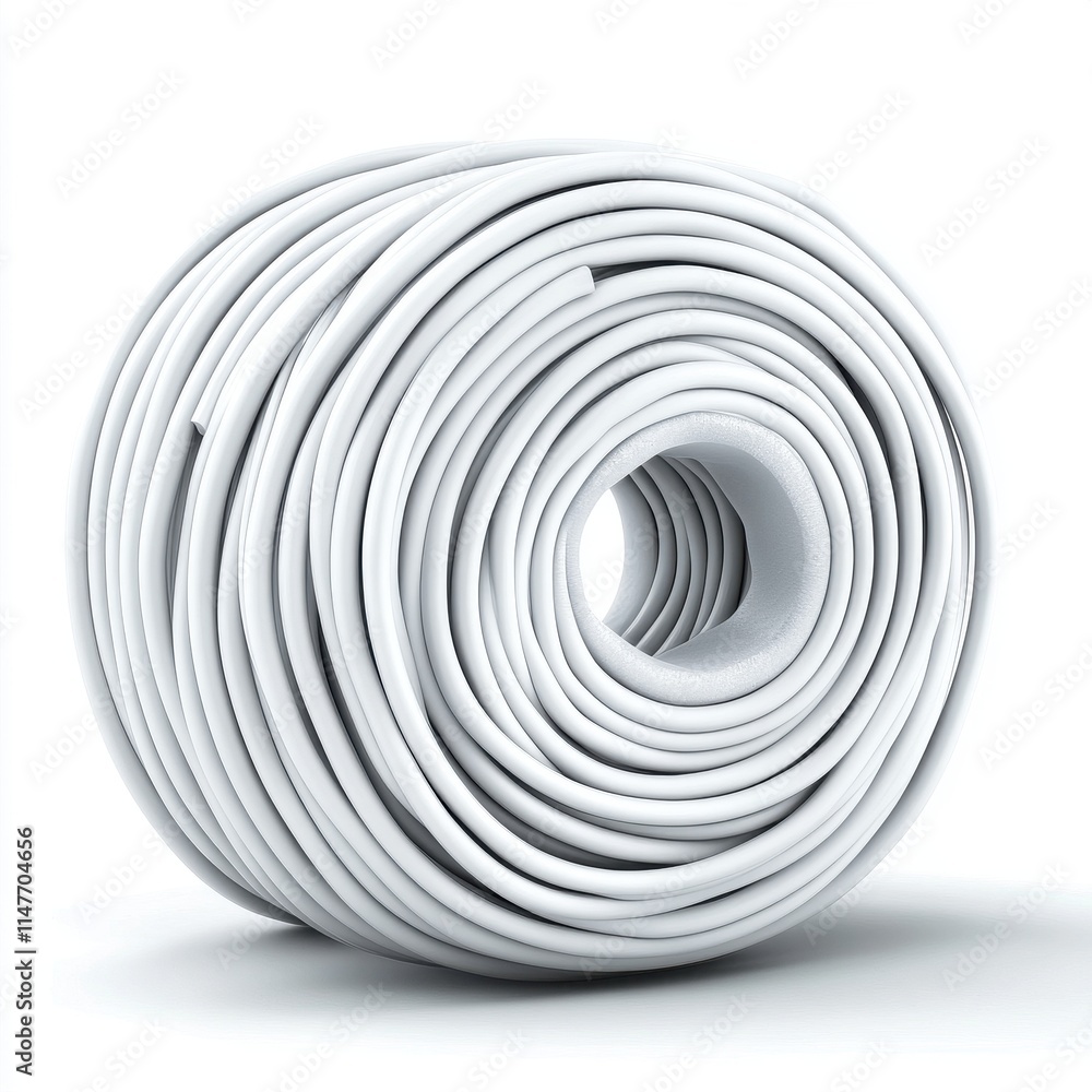 A coiled, white tubing roll displayed on a bright, minimalist background. A coiled, white tubing roll displayed on a bright, minimalist background.