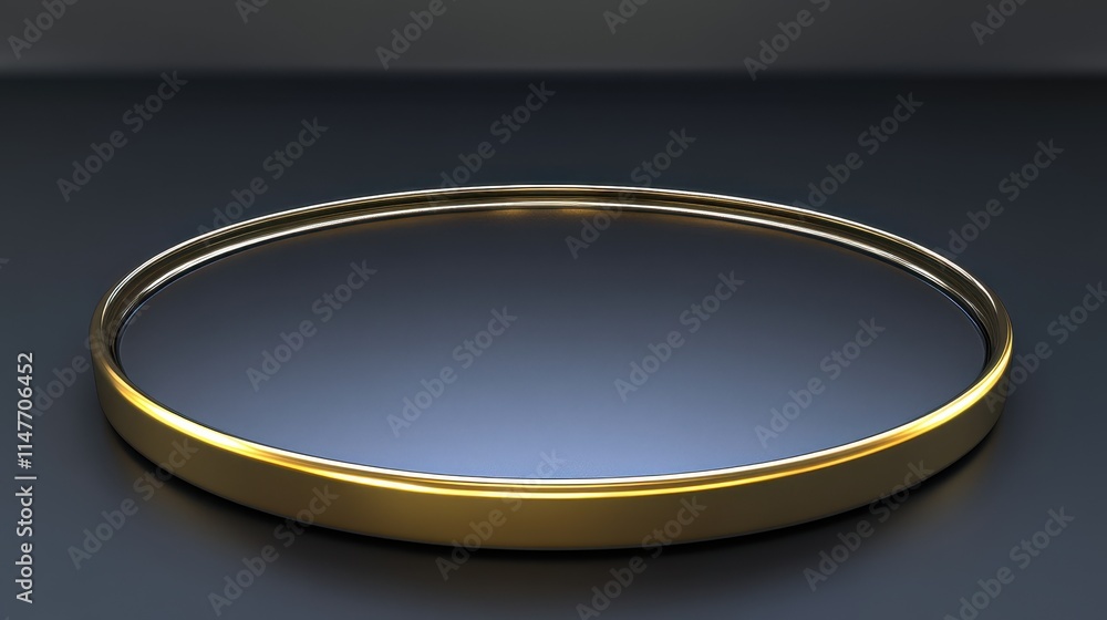 Gold ring encircles dark circular platform Gold ring encircles dark circular platform