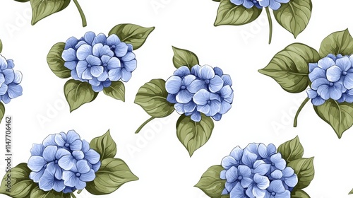 Soft Hydrangea Seamless Pattern Design