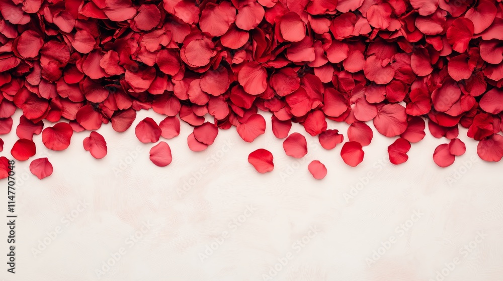 A close-up view of vibrant red rose petals scattered elegantly over a light background, perfect for romantic themes and floral arrangements. A close-up view of vibrant red rose petals scattered elegantly over a light background, perfect for romantic themes and floral arrangements.