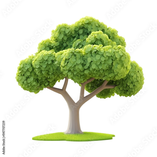 3D Render of a Green Tree with Lush Foliage


