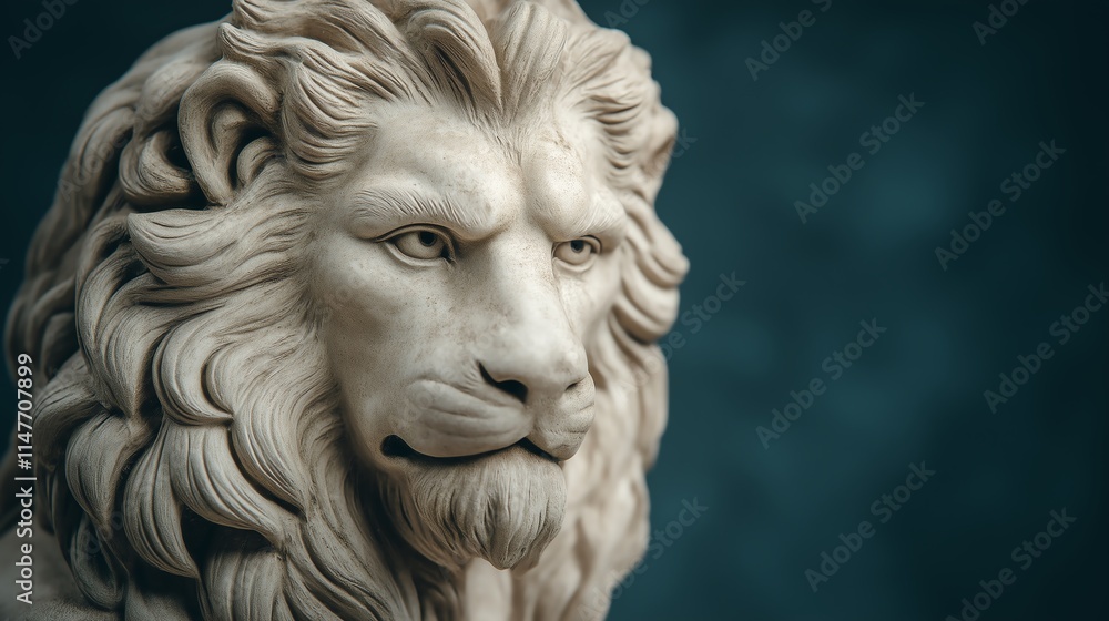 A detailed close-up of a majestic marble lion sculpture, showcasing its powerful features and intricate craftsmanship, set against a soft, muted background. A detailed close-up of a majestic marble lion sculpture, showcasing its powerful features and intricate craftsmanship, set against a soft, muted background.