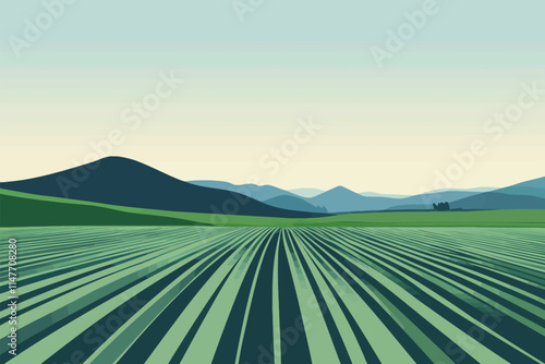 Serene Landscape with Green Grass and Clear Blue Sky