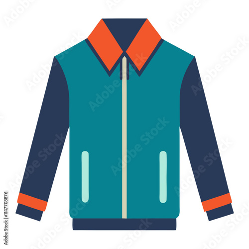 orange and blue jacket with modern aesthetic on transparent background