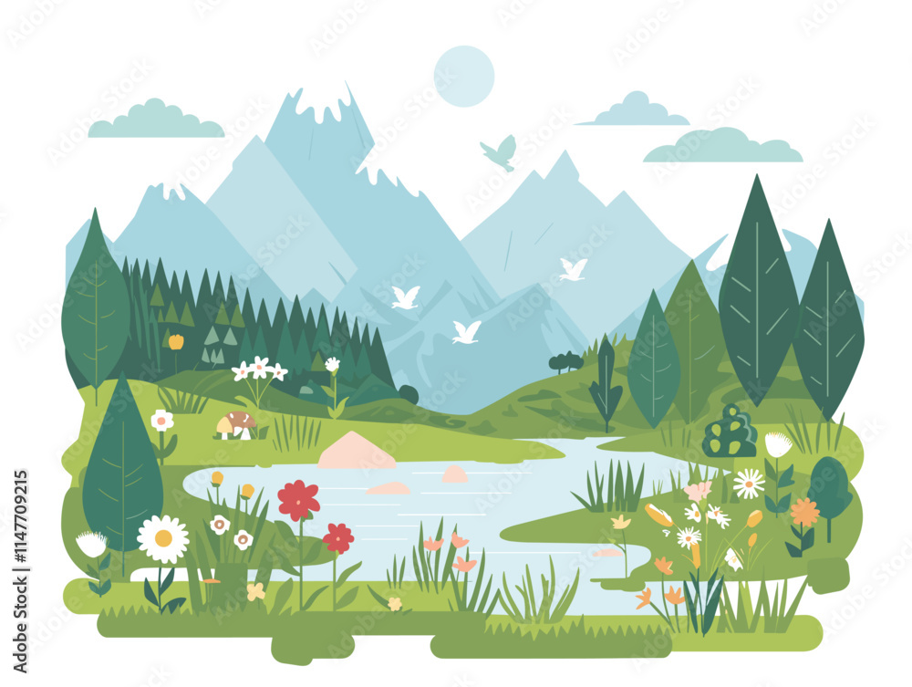 Obraz premium Nature's Tender Embrace: A Serene Landscape for Wildlife Conservation