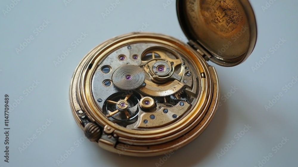 Antique Gold Pocket Watch Internal Mechanism Exposed Antique Gold Pocket Watch Internal Mechanism Exposed