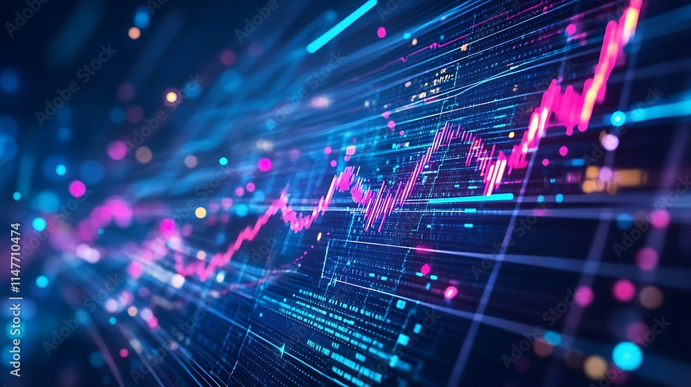 Abstract Dynamic visualization of stock market data for representation of financial trends growth concept. Abstract Dynamic visualization of stock market data for representation of financial trends growth concept.
