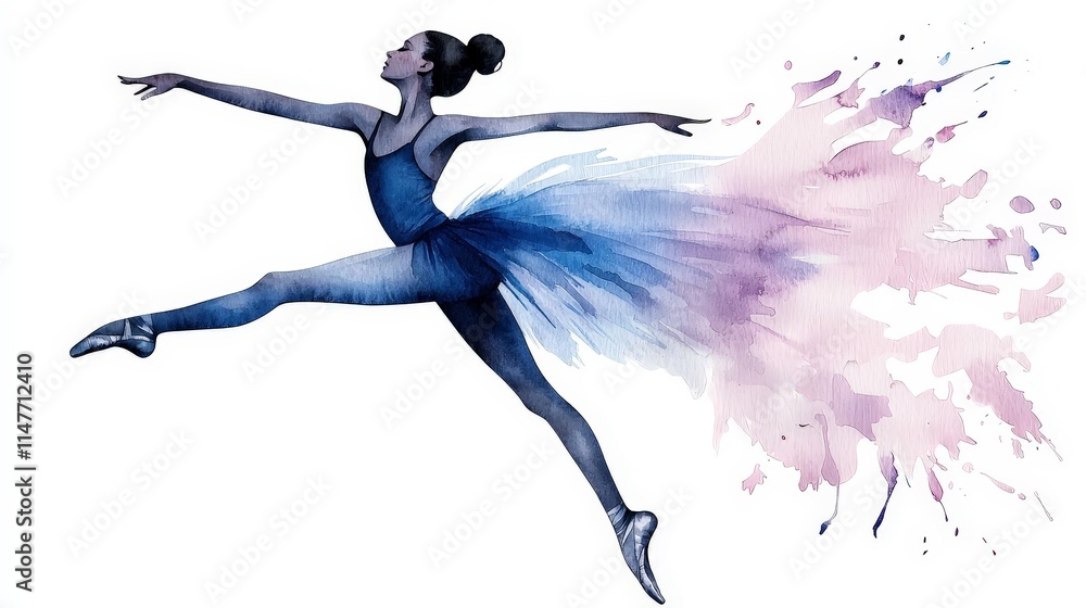 Fototapeta premium Graceful Ballerina Watercolor Illustration