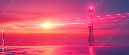 Telecommunications Tower at Sunset.