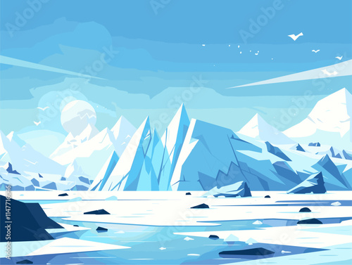 Ice Wonderland: A Mesmerizing Landscape of Interwoven Glaciers and Icy Expansions