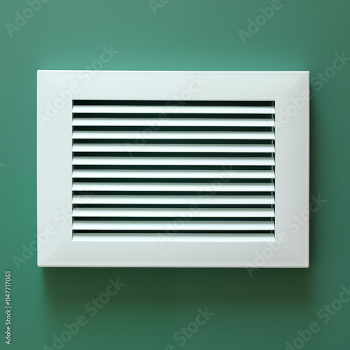 White Rectangular Ventilation Grille on Teal Wall