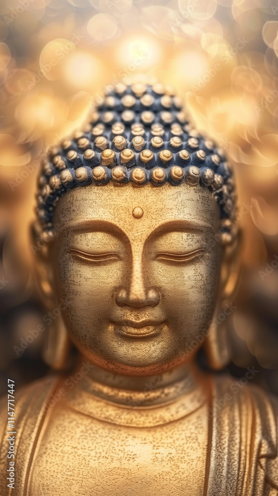 Golden Buddha statue with serene expression
Golden Buddha statue with serene expression