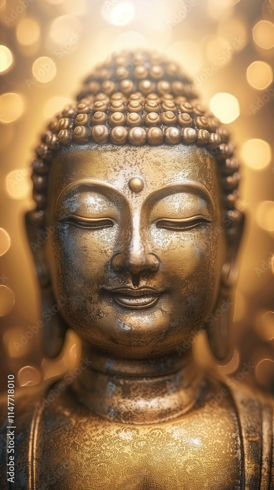 Golden Buddha statue with serene expression
Golden Buddha statue with serene expression