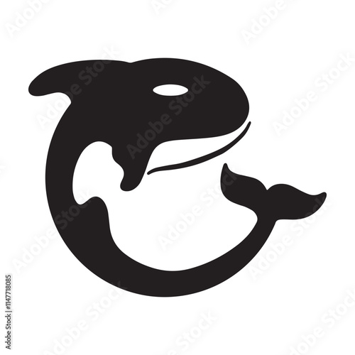 Simple black orca whale animal template logo creative design. Killer underwater animal. Logo for business, identity and branding. photo