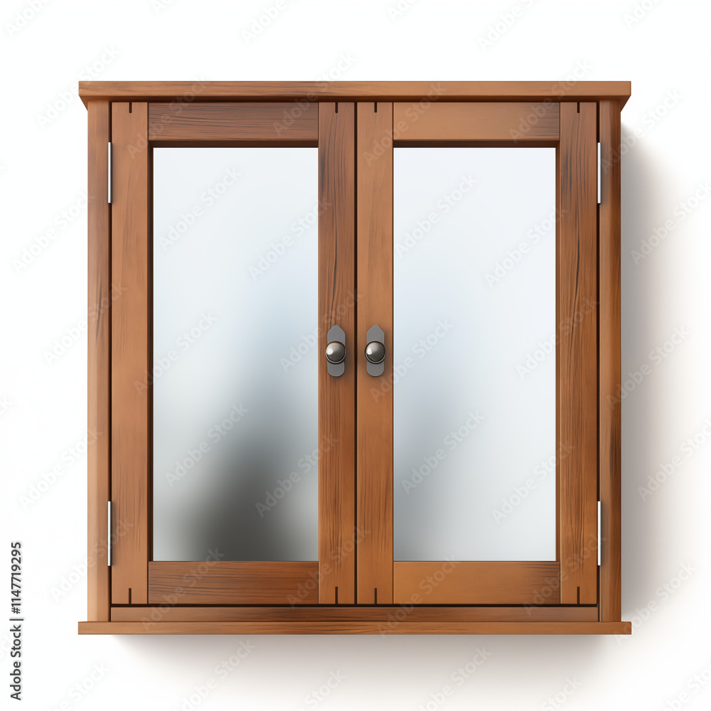 Wooden Double Door Cabinet with Frosted Glass Panels Wooden Double Door Cabinet with Frosted Glass Panels